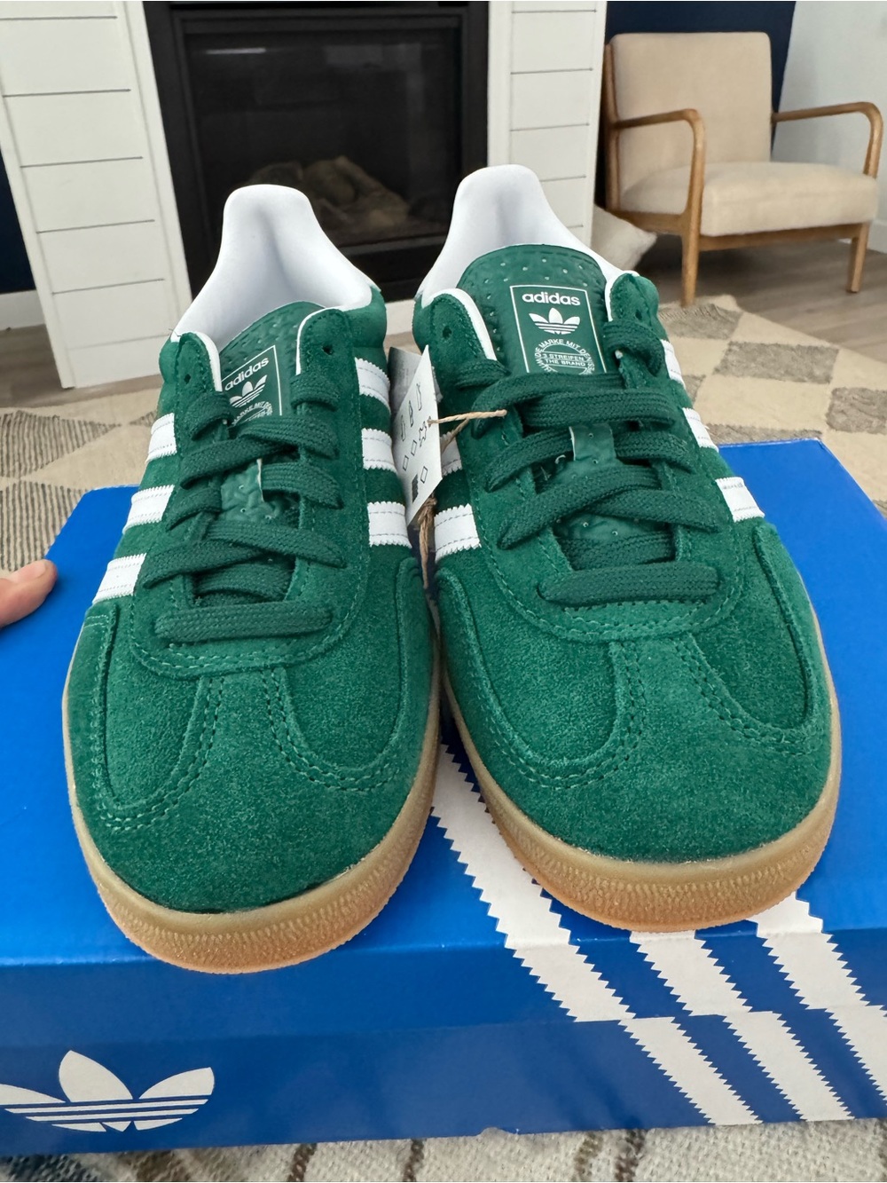 Adidas GAZELLE INDOOR SHOES KIDS Collegiate Green / Cloud White / Gum Size 6.5